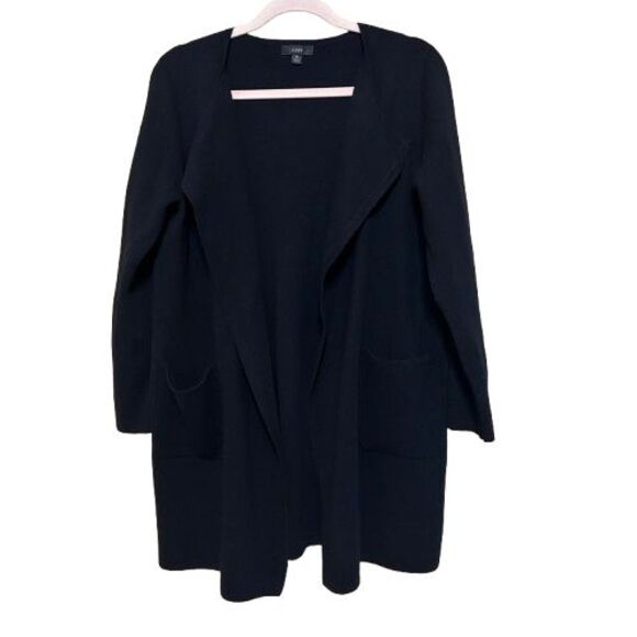 J. Crew Juliette Collarless Sweater Blazer Womens Medium Black Wool Blend - Picture 2 of 7